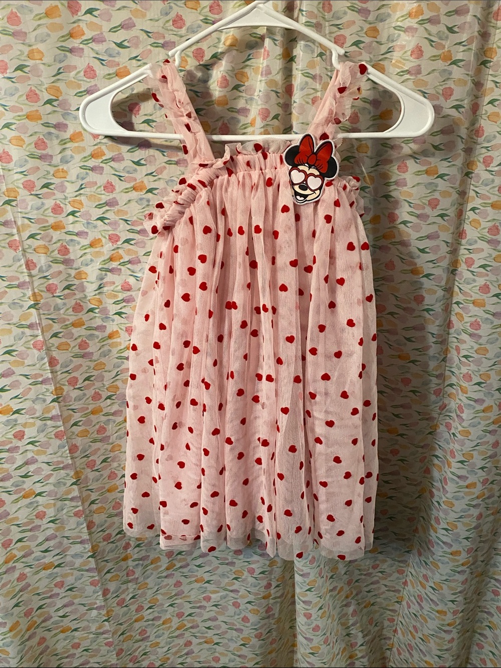 Disney Pink and Red Heart Print Minnie Dress